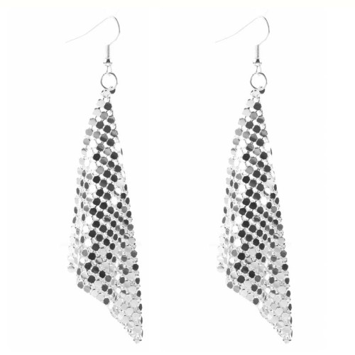 Boucles d'oreilles LYDIA Silver Pendantes longues Cotte de maille Argenté à l'argent fin