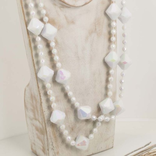 Collier SHADDE White Sautoir de perles Alternée Blanc et Blanc Perles Cristal