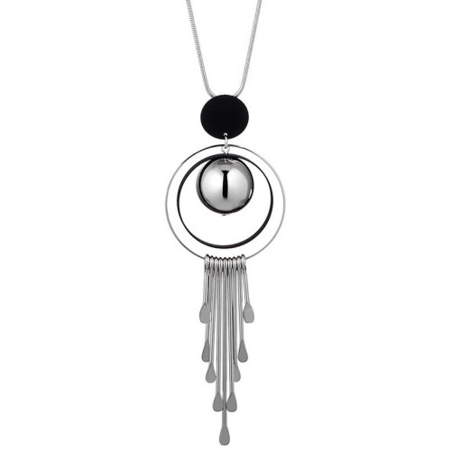 Collier ANTARES Black Silver Sautoir pendentif en Y Symbole stellaire Argenté et Noir Rhodium