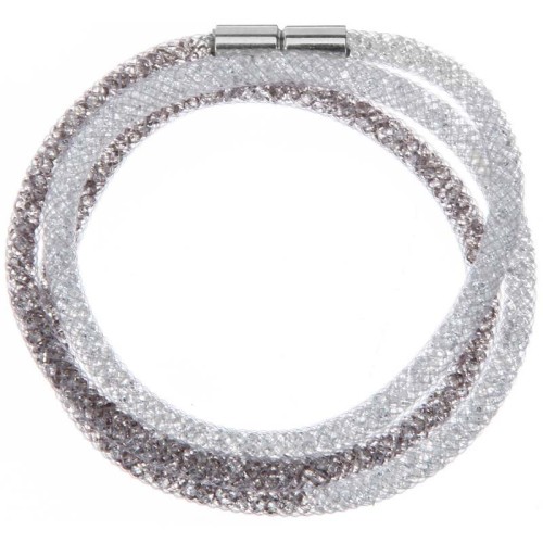 Bracelet LIGHTSTORM TRIPLE Light Grey Silver Double Tour Multirangs Cage à cristal Argenté et Gris Rhodium Cristaux emprisonnés