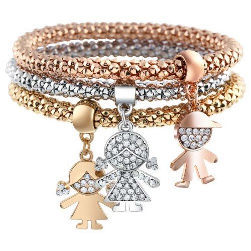 Bracelet ALL CHILDS All Gold Jeu de 3 bracelets Enfants Argenté Doré Rosé Rhodium Cristal