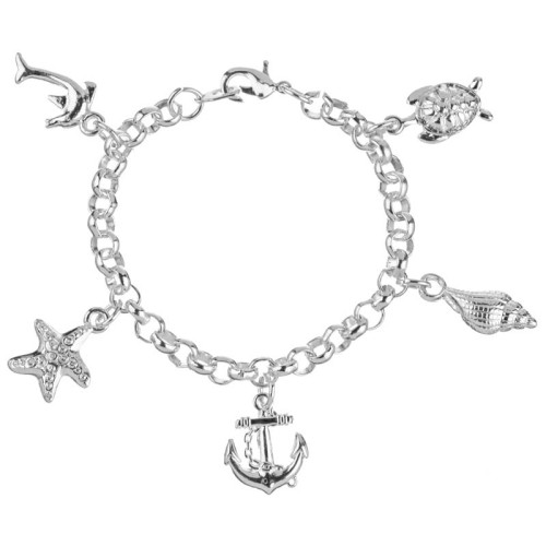 Bracelet MARINERO Silver Bracelet chaine souple Breloques thème marin Argenté à l'argent fin