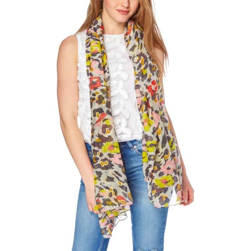 Foulard LEOLINE Color Gold étole imprimée léopard irisé Doré et Multicolore Viscose Imprimé sur l'ensemble