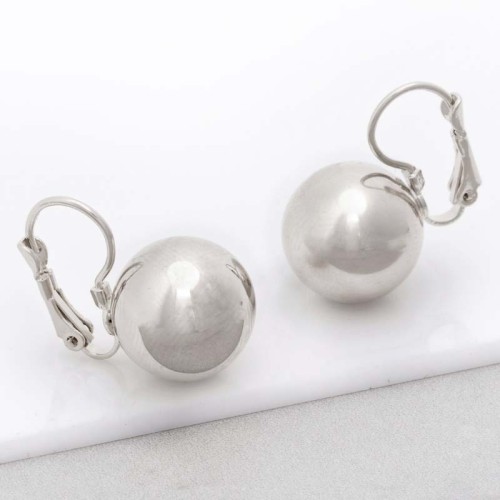 Boucles d'oreilles CLEO PEARL Silver Dormeuses courtes Perle boule Argenté Rhodium