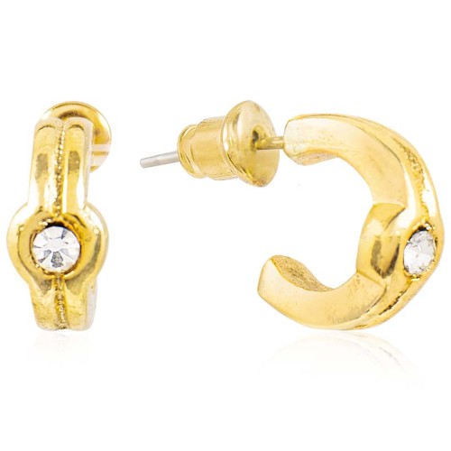 Boucles d'oreilles CLARANE White Gold Mini créoles Contemporain Doré et Blanc Laiton doré à l'or fin Cristal