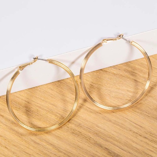 Boucles d'oreilles EOLUS Gold Créoles tubes Ciselé Doré Laiton doré à l'or fin