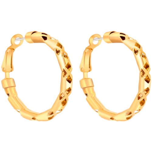 Boucles d'oreilles EOSIA Gold Créoles ajourées Ethnique amérindien natif Doré à l'or fin