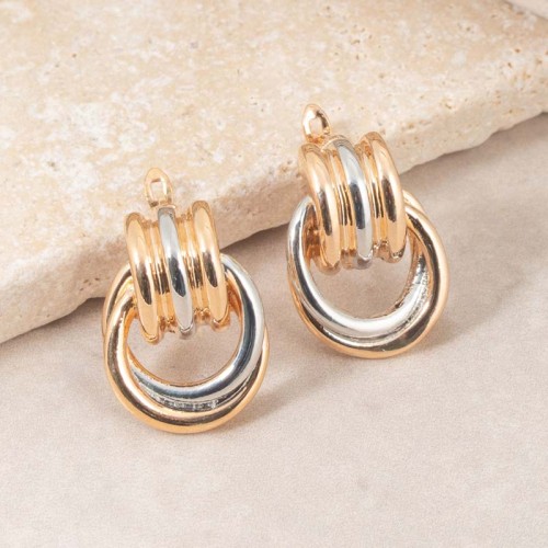 Boucles d'oreilles SENSOMI Gold & Silver Dormeuses courtes Bicolore Argenté Doré Laiton doré à l'or fin