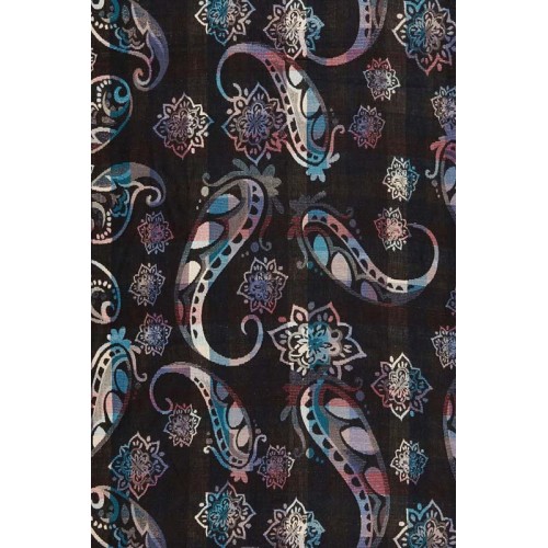 Foulard FERINE Black Color étole brodée à motif cachemire Noir et Multicolore Viscose Imprimé sur l'ensemble