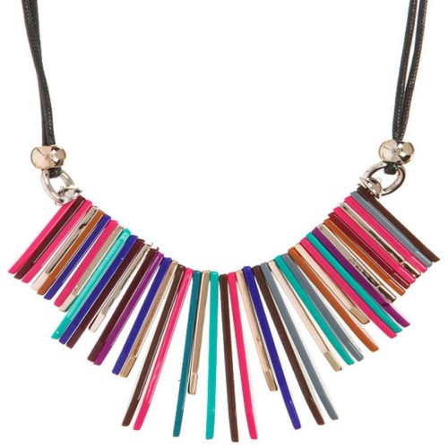 Collier HILDA Color Black Gold Plastron à frange Contemporain Doré et Multicolore Laiton doré à l'or fin Résines