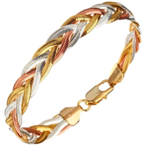 Bracelet LOYALTY All Gold Bracelet chaine souple Maille serpent plate tressée trois ors Argenté Doré Rosé Laiton