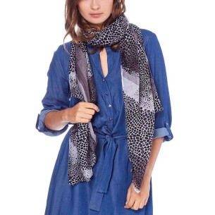 Foulard TIERRA Black Grey étole imprimée pois Gris et Noir Viscose Imprimé sur l'ensemble