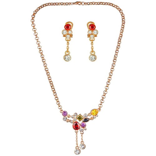 Parure BEATIOSE Color Gold Ras de cou pendentif boucles d'oreille pendantes Classique Multicolore Laiton doré à l'or fin Cristal