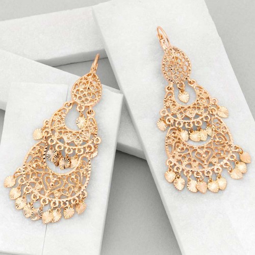 Boucles d'oreilles ALEXIA Gold Pendantes à pendentif Gitan tzigane Doré Laiton doré à l'or fin