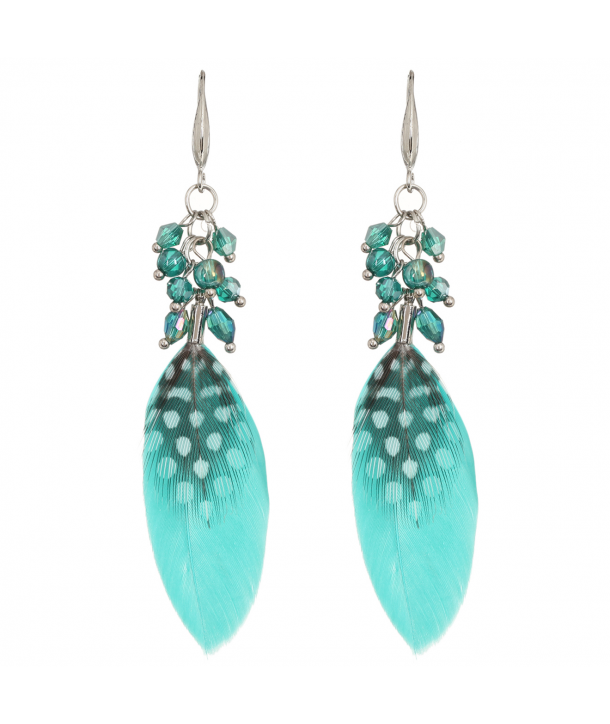 BOUCLES D'OREILLES - PLUMEO TURQUOISE