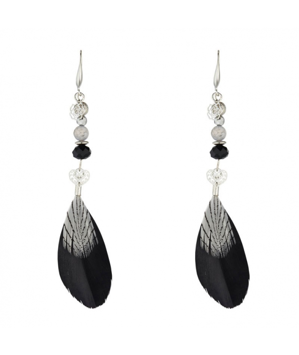 BOUCLES D'OREILLES - ZEBRASKA NOIR