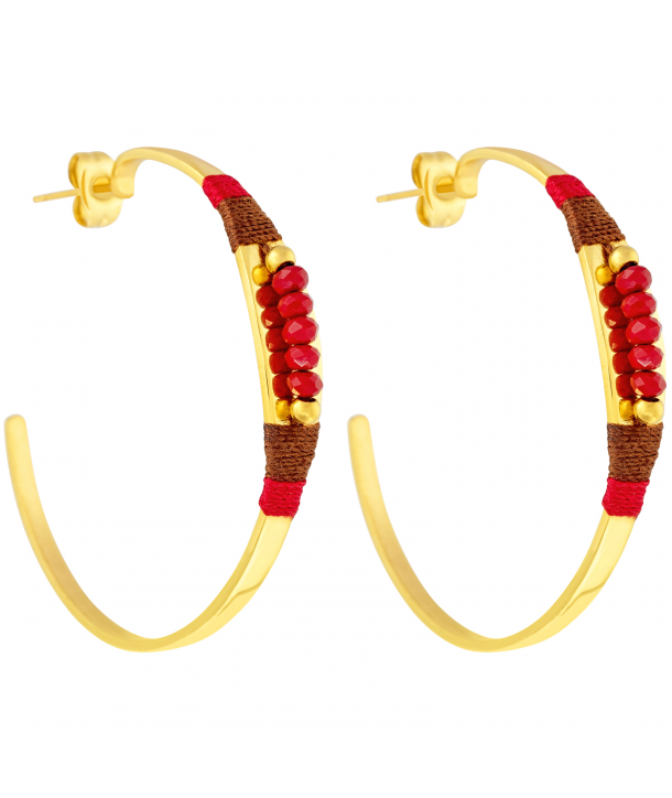 BOUCLES D'OREILLES - ORENAL DORADA ROJA