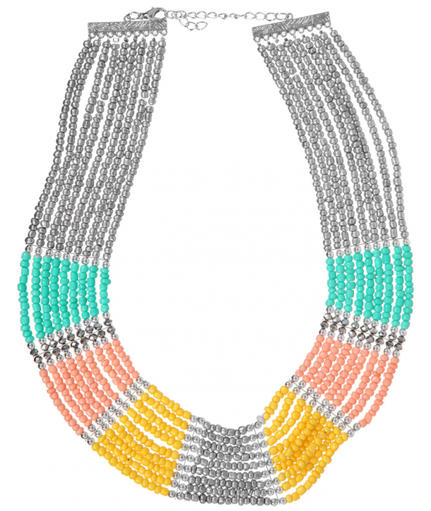 COLLIER - KALAHARI VERDE CORAL SILVER