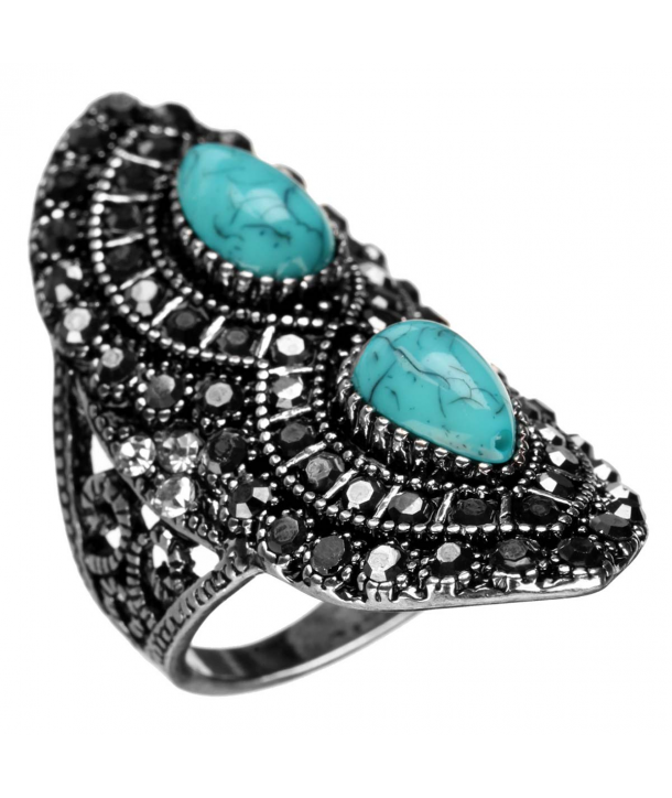 BAGUE - ANDROMEDA - bague ethnique cristaux et turquoises